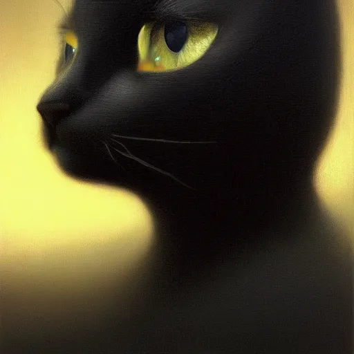 Image similar to a portrait of a kitten wearing a black hood, cloak covering face, anatomically correct, beautiful perfect face, enigmatic, oil painting, matte, black background, Volumetric dynamic lighting, Highly Detailed, Cinematic Lighting, Unreal Engine, 8k, HD, by Beksinski