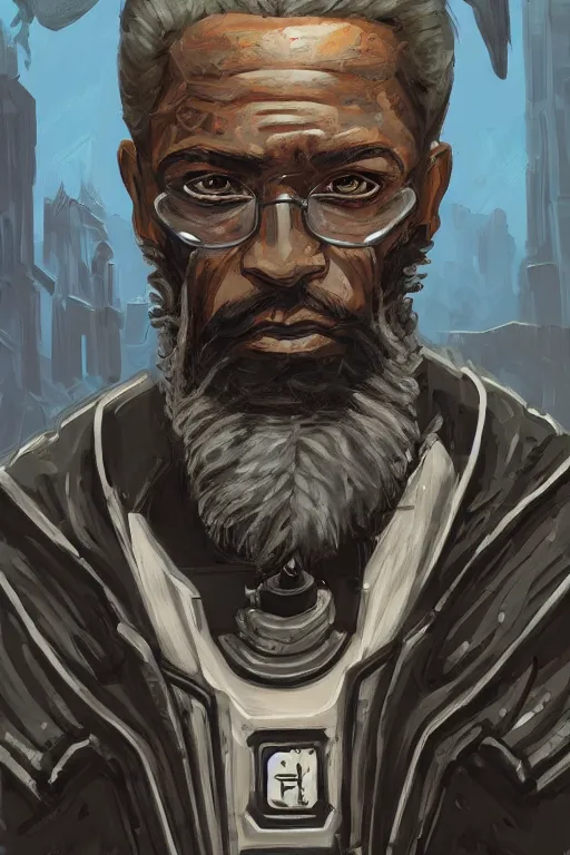 Prompt: Portrait of abolitionist John Brown with a beard wearing futuristic power armor, fantasy, intricate, highly detailed, digital painting, trending on artstation, sharp focus, illustration, style of Stanley Artgerm and Dan Mumford