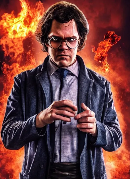 Prompt: matthew holness as garth marenghi in the marvel cinematic universe, movie poster, official marvel media, highly detailed