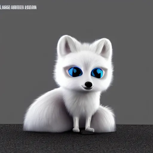 Image similar to arctic fox furby, cute, lifelike, concept art, detailed, happy, 3 d render