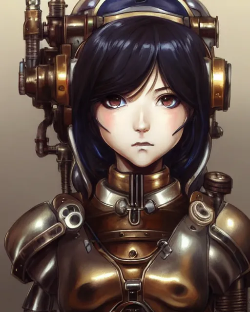 Prompt: portrait Anime Girl in mechanical armor steampunk cute-fine-face, pretty face, realistic shaded Perfect face, fine details. Anime. Bioshock steampunk realistic shaded lighting by katsuhiro otomo ghost-in-the-shell, magali villeneuve, artgerm, rutkowski Jeremy Lipkin and Giuseppe Dangelico Pino and Michael Garmash and Rob Rey