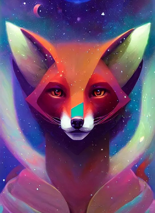 Prompt: symmetry!! virgo the fox!!!! highly detailed, high contrast, light reflection, trippy, nebula, trending on art station by artgem, by peter mohrbacher, by wlop, by ruan jia