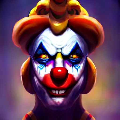 Image similar to buff wizard clown, digital painting, digital art, artstation, devian art, 4 k, hd