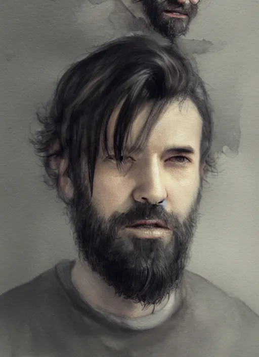 Prompt: portrait, a handsome small Frenchman with beard and long black hair toasting with whiskey, watercolor, dramatic lighting, cinematic, establishing shot, extremely high detail, foto realistic, cinematic lighting, digital art, by Yoshitaka Amano, Ruan Jia, Kentaro Miura, Artgerm, post processed, concept art, artstation, matte painting, style by eddie mendoza, raphael lacoste, alex ross