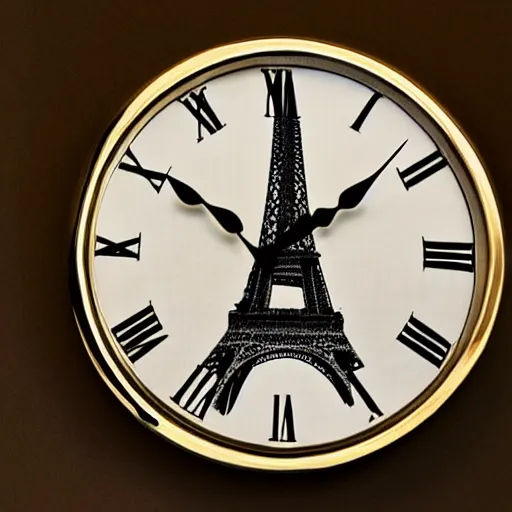 Image similar to a clock with eiffel tower as hours hands