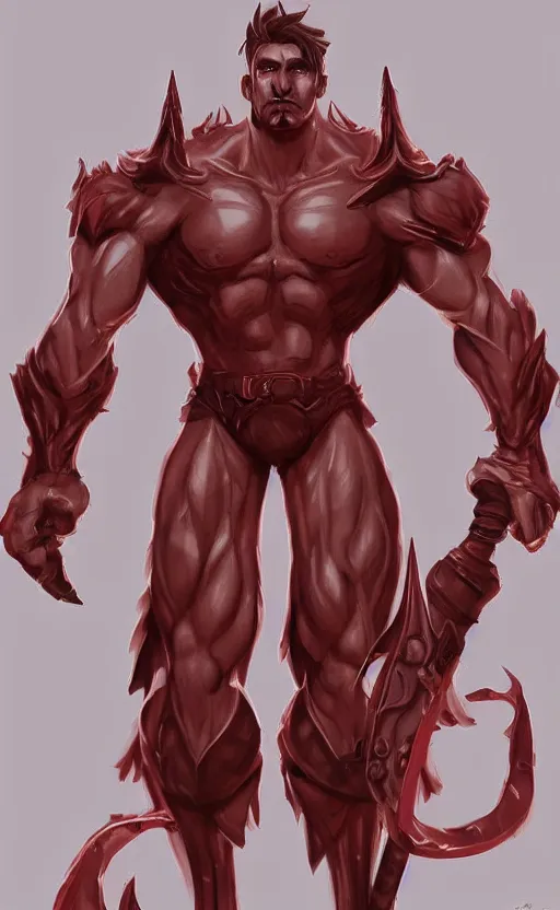 Prompt: a mindblowing red wizard, chad, handsome, super buff and cool, very detailed, sharp, matte, concept art, illustration, digital art, overwatch style, dnd, muscular, body builder