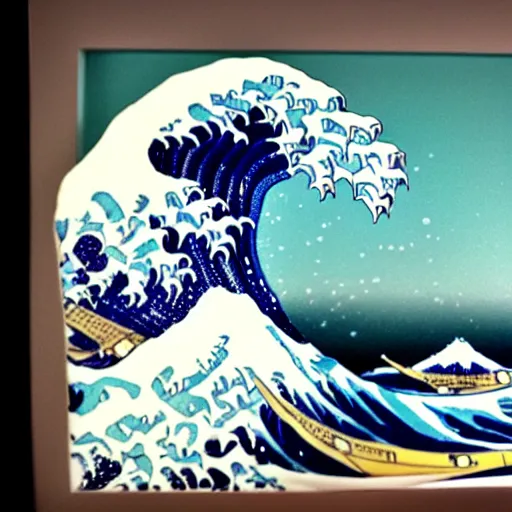 Prompt: ( ( great wave off kanagawa ) ), made of clay, claymation, aardman studios, claymation style, clay sculpture