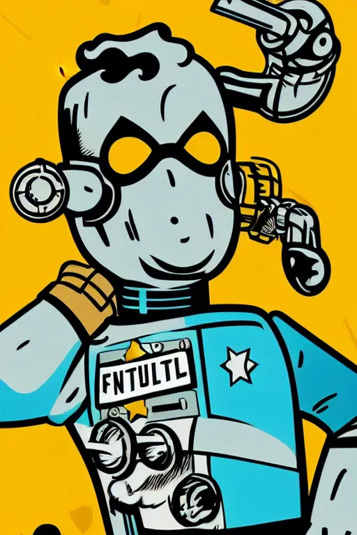 Image similar to fallout 7 6 retro futurist illustration art by butcher billy, sticker, colorful, illustration, highly detailed, simple, smooth and clean vector curves, no jagged lines, vector art, smooth andy warhol style