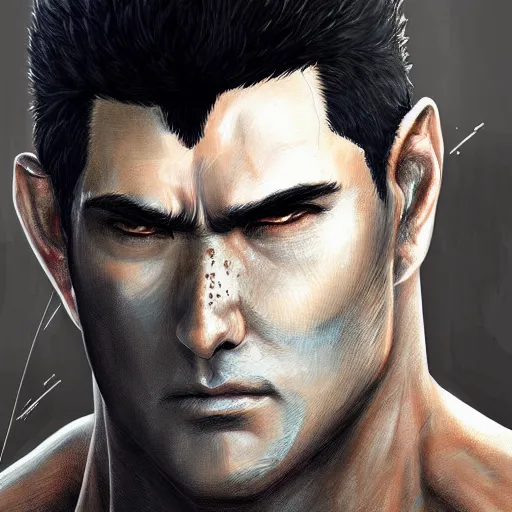Prompt: digital painting portrait of guts from berserk extremely detailed, made by wlop and maxwell boas
