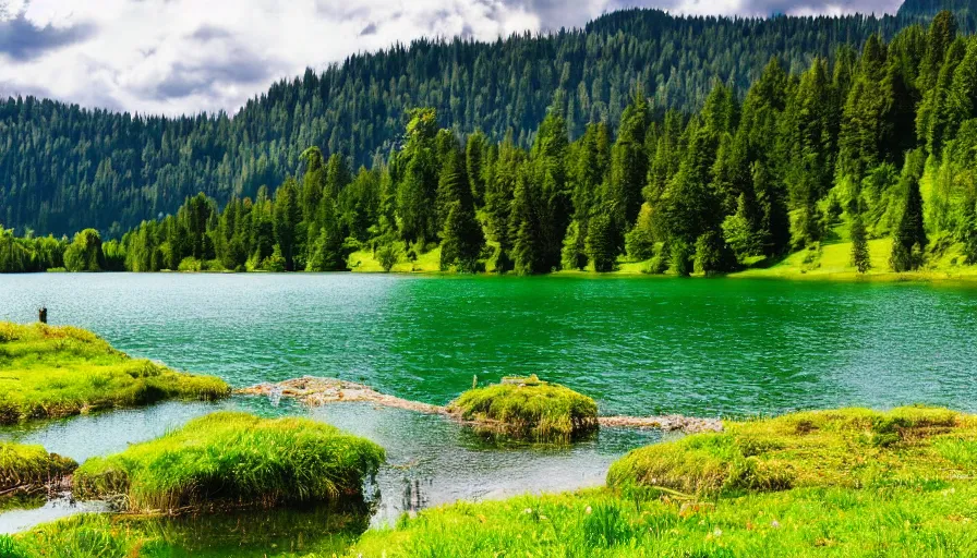 Prompt: photograph of Green Lake in Tal Austria, Nature photograph