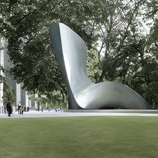 Image similar to an eco - friendly memorial designed by zaha hadid