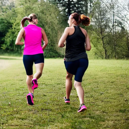 Image similar to Two women running