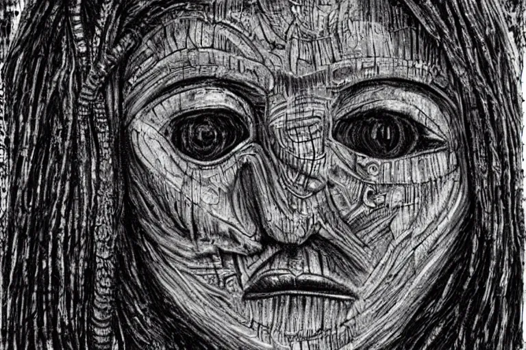 Image similar to monalisa in the style of h.r. giger, in the style of h.r. giger, in the style of h.r. giger, in the style of h.r. giger