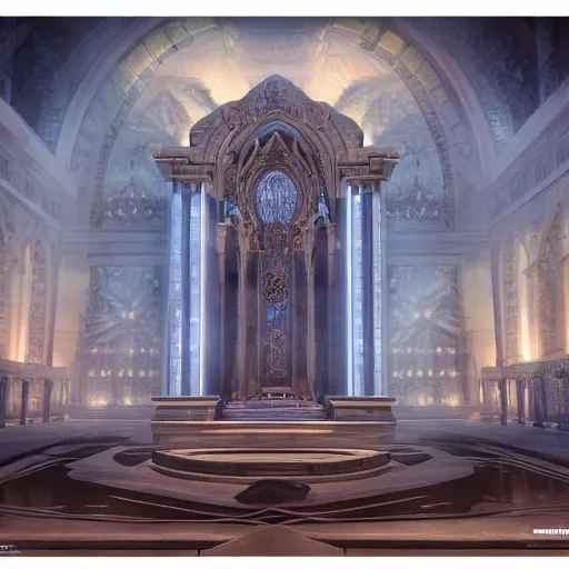 Prompt: a spiritual matte painting by feng zhu of a contemporary throne room, unreal engine, god rays, ue5, concept art, wide angle, 4k hd wallpaper