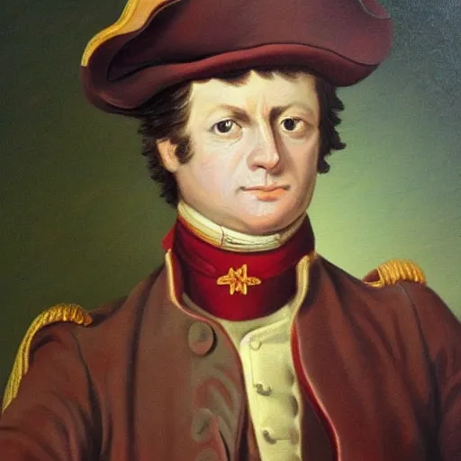 Prompt: detailed oil painting in late 1 7 0 0 s style. dale gribble, dressed as napoleon