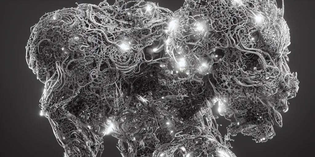 Image similar to hyperrealistic photography of a stunningly beautiful cyborg male, consciences being installed sci - fi, intimate, intricate filigree, fibonacci, in the style of beth cavener, jin kagetsu, and wlop, highly detailed, chrome face symmetry, masterpiece, award winning, sharp focus, concept art, high key, ambient lighting, 8 k, octane render,