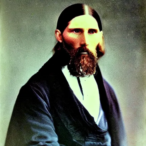 Image similar to rasputin real life photo portrait, digital color restoration life like