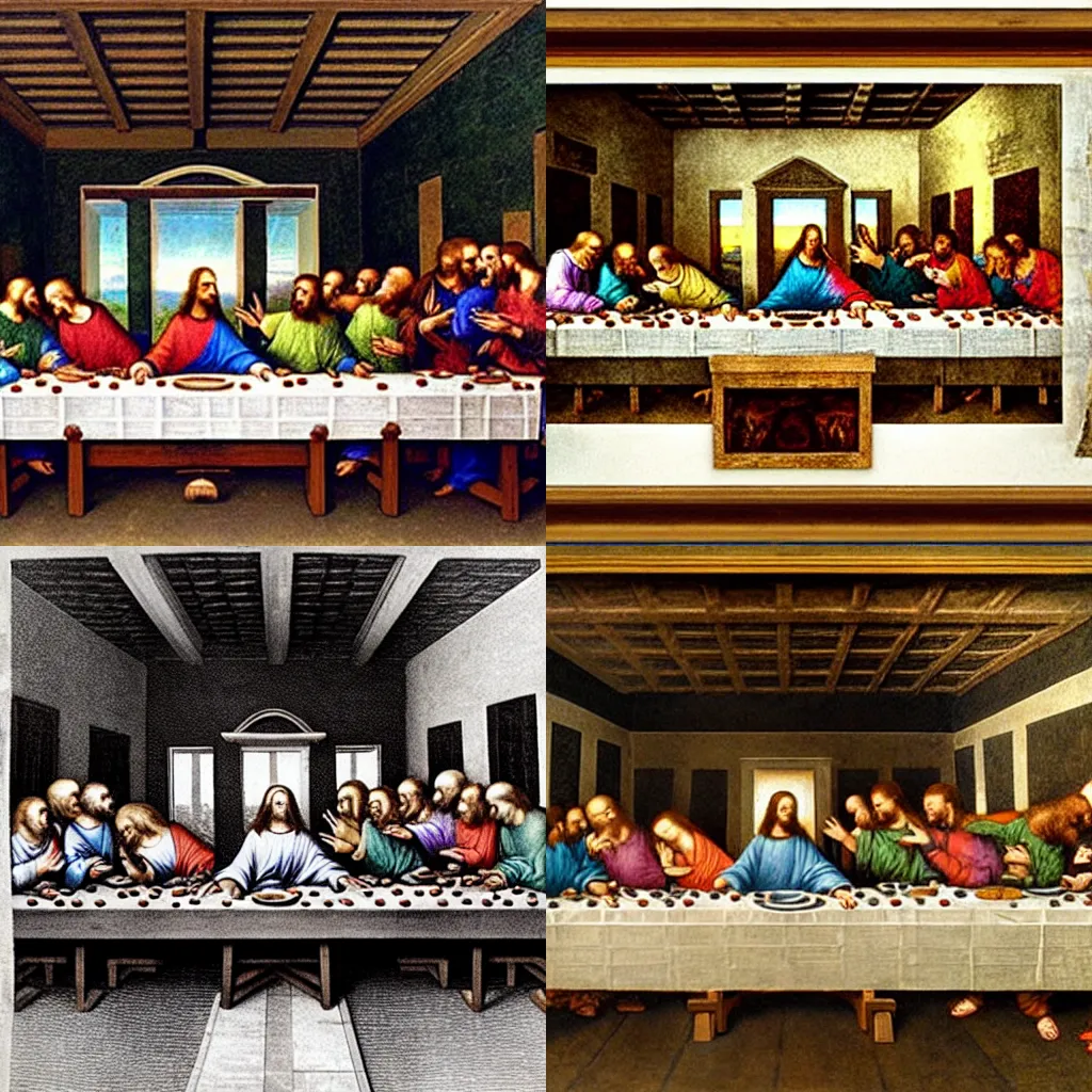 Prompt: The Last Supper by da Vinci but with birds