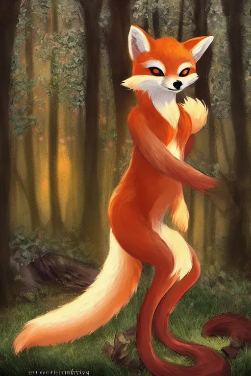 Prompt: a pretty medieval anthropomorphic fox with a fluffy tail in the forest, comic art, trending on furaffinity, cartoon, kawaii, backlighting, furry art!!!, radiant light, bokeh, trending on artstation, digital art