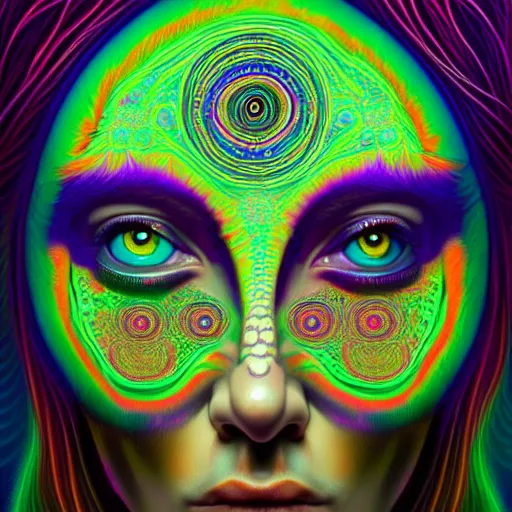 Image similar to An extremely psychedelic portrait of the Third Eye, surreal, LSD, face, detailed, intricate, elegant, lithe, highly detailed, digital painting, artstation, concept art, smooth, sharp focus, illustration