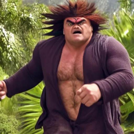 Image similar to movie still of jack black starring as blanka in the 2 0 2 6 live action street fighter movie