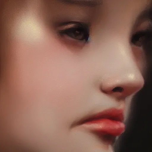 Image similar to a beautiful and elegant girl by wlop, by ruan jian, dream, closeup headshot, 8 k, high detailed, ultra - realistic painting, trending on artstation.