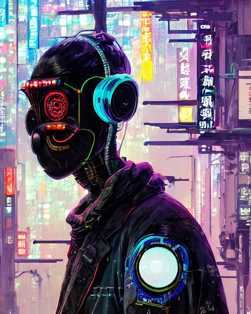 Image similar to detailed portrait of cyberpunk computer scientist who served as systems engineer dancer on the neo Tokyo streets of the Mecha Empire city during the Festival of Masks, futuristic neon, reflective puffy coat, decorated with traditional Japanese ornaments by Ismail inceoglu dragan bibin hans thoma greg rutkowski Alexandros Pyromallis Nekro Rene Maritte Illustrated, Perfect face, fine details, realistic shaded, fine-face, pretty face