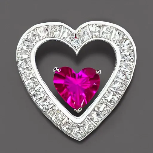Prompt: a crystal heart vvs diamond ruby heart filled with blood flowing through wire veins crystal heart