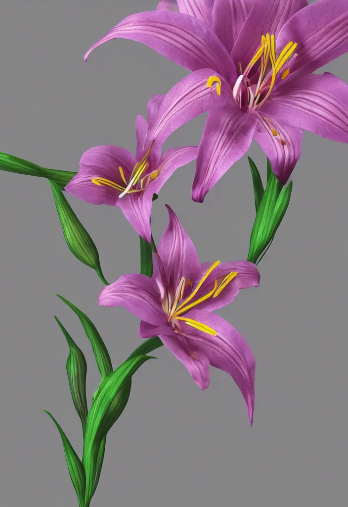 Image similar to single flower, lily, cool colour palette, ethereal, intricate details, elegant, infini - d - render,