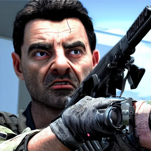 Prompt: cinematic shot of Black Ops Mr. Bean