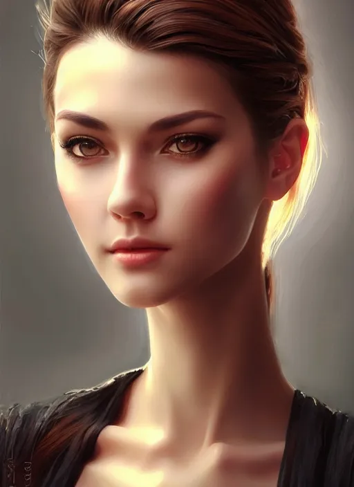 Image similar to photo of a gorgeous young woman in the style of stefan kostic, realistic, sharp focus, 8 k high definition, insanely detailed, intricate, elegant, art by stanley lau and artgerm