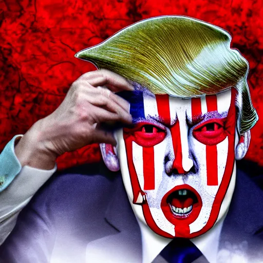 Prompt: trump and flag scariest horror nightmare by junji ito, digital art, deepdream cosmic, 3 d high definition, trending on artstation, photorealistic, high resolution, 8 k, octane, hyper detailed, trending on deviantart insane details, intricate, elite, ornate, elegant trend, highly detailed and intricate, sharp focus, photography, unreal engine