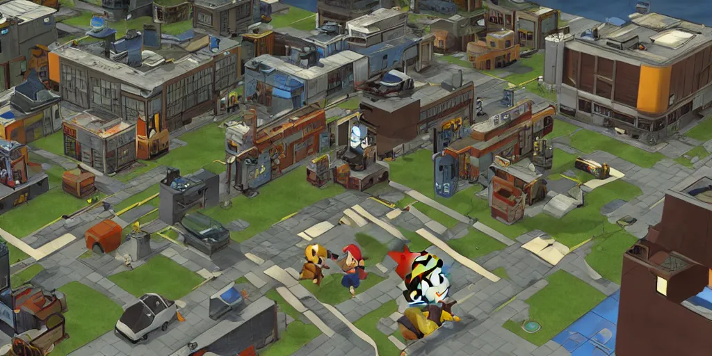 Image similar to half life city 1 7 but in the style of super mario bros