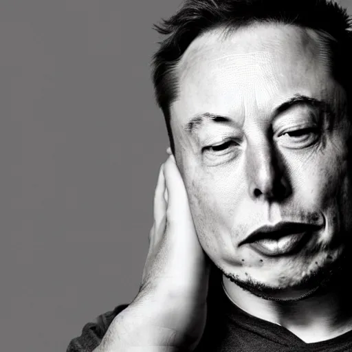 Image similar to a man who is covering his ears from a very loud noise, pained expression, elon musk, photography, 4 k