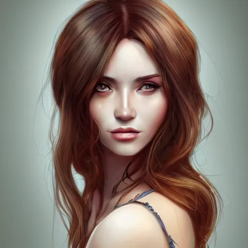 Image similar to A beautiful woman, mystic, digital art, artstation, uncompressed, detailed, long brown hair, pose
