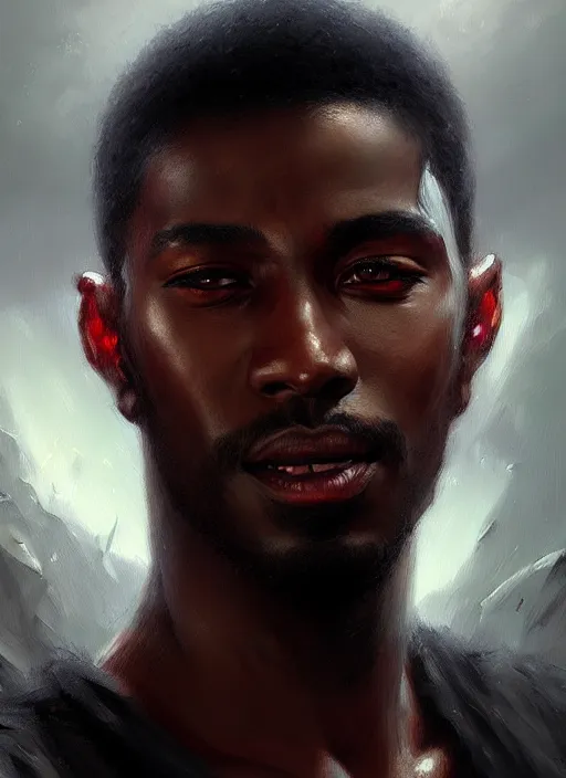 Prompt: a _ fantasy _ style _ portrait _ painting _ of black male oil _ painting _ unreal _ 5 _ daz. _ rpg _ portrait _ extremely _ detailed _ artgerm _ greg _ rutkowski _ greg