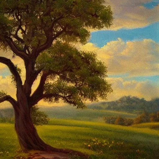 Prompt: a beautifully detailed romantic oil painting of a tree. Tumultuous sky. A Masterpiece in the style of Runge and Koch