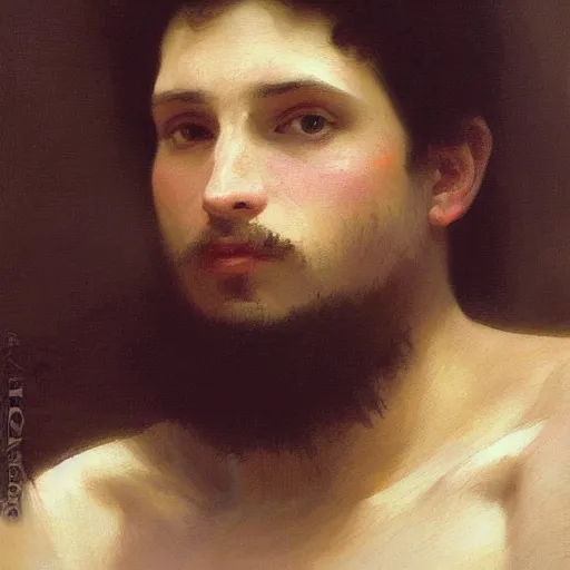 Prompt: a portrait painting of a male, art greg rutkowski and william - adolphe bouguereau