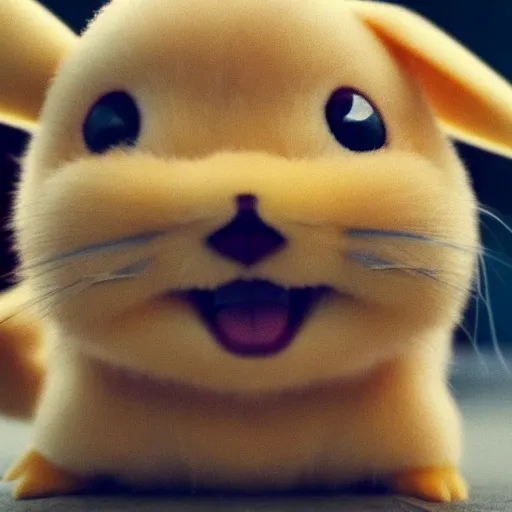 Prompt: a stunning photograph of a pikachu in real life, 8 k hd, incredibly detailed, hd fur, cute mouse pokemon, sent from my iphone ; it has a cold but is happy