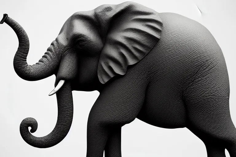 Image similar to still photo of 1 8 th century war elephant looking at the camera in a battlefield, black and white color aesthetic, highly detailed, photorealistic portrait, bright studio setting, studio lighting, crisp quality and light reflections, unreal engine 5 quality render