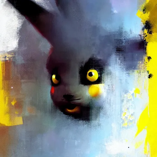 Image similar to pikachu, realistic, ultrahd, jeremy mann painting