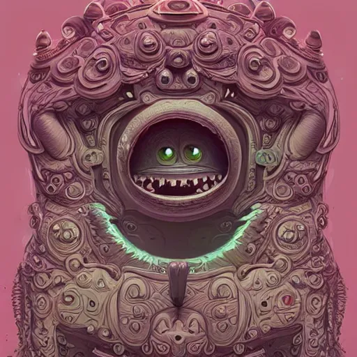 Image similar to happy friendly monster with whiteboard markers : : by beeple and james gilleard and justin gerard : : ornate, dynamic, particulate, intricate, elegant, highly detailed, centered, artstation, smooth, sharp focus, photoreal octane render, 3 d