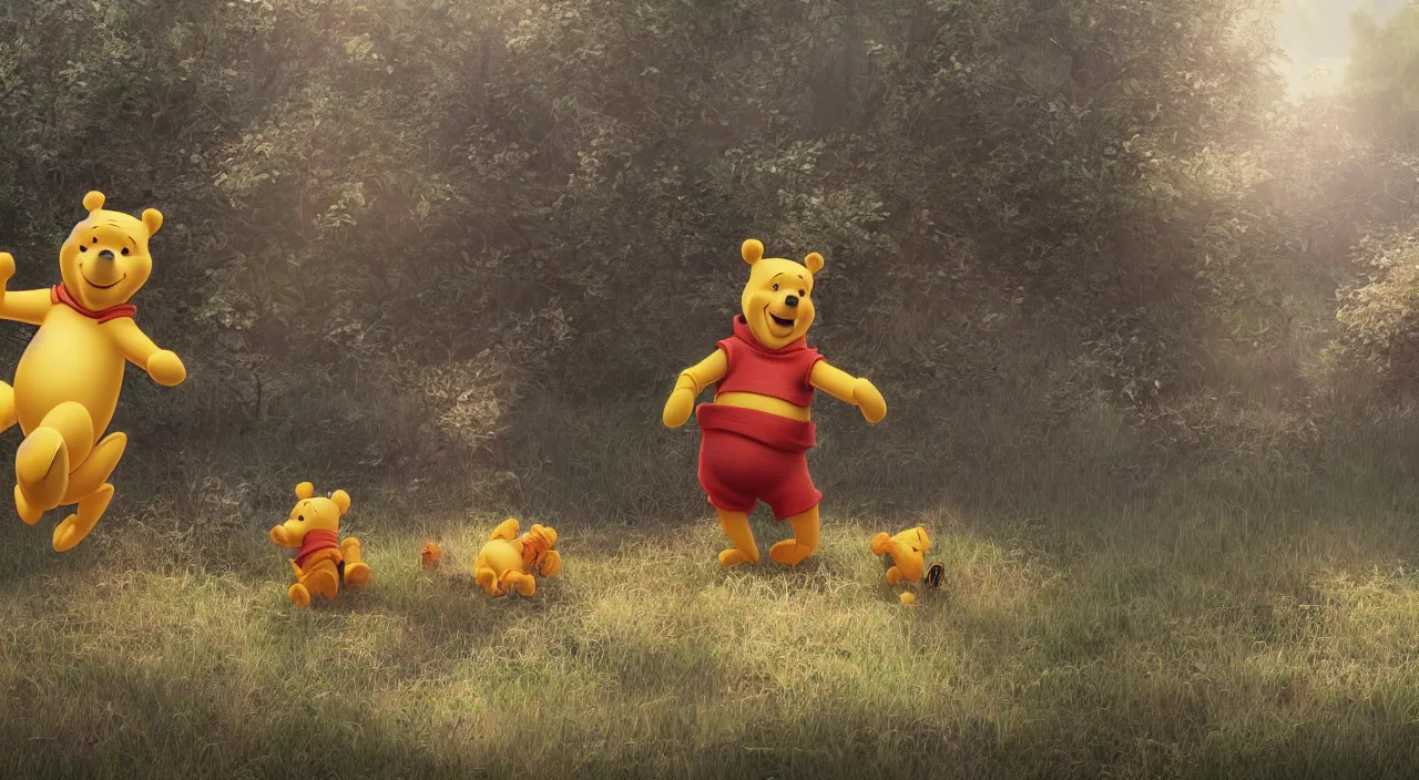 Prompt: winnie the pooh and the blustery day, trending on artstation, octane render