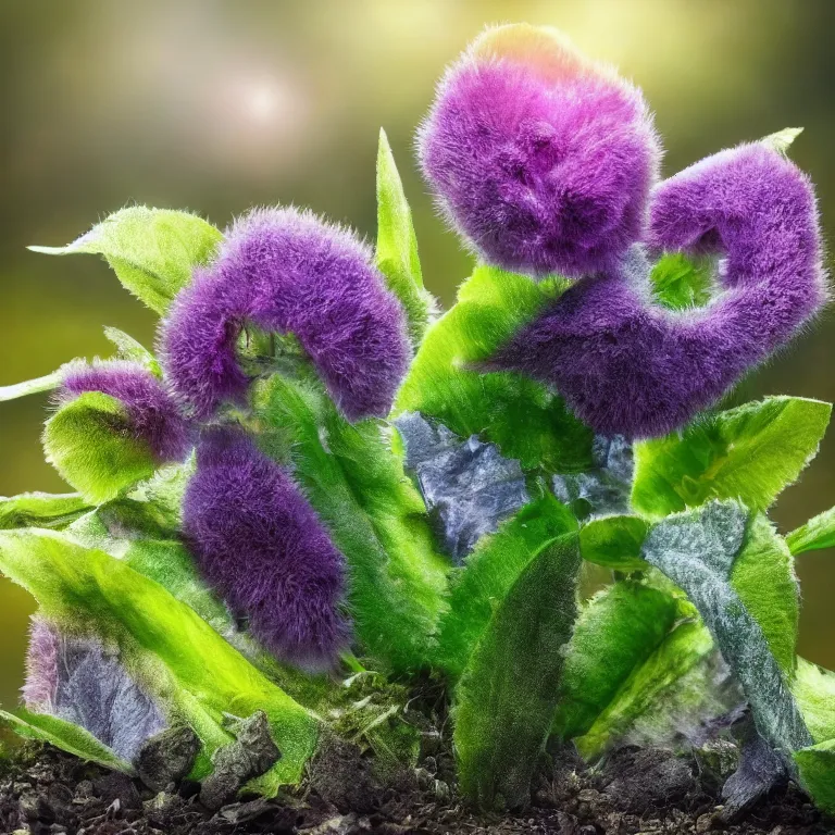 Image similar to a beautiful picture of close up plant sprouts in a fantasy world full of interesting buds fictional and gorgeous, cute animals walking nearby, 8 k resolution, highly detailed, hdr, artwork