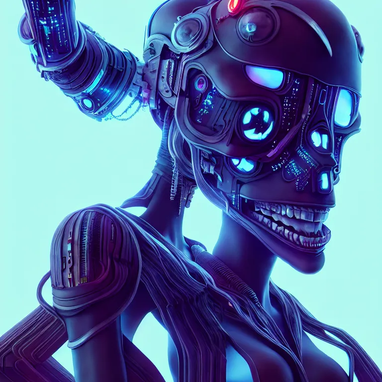 Image similar to futuristic cyberpunk princess in skull mask symmetrical artwork by Tooth Wu and wlop and beeple. octane render, trending on artstation, greg rutkowski very coherent symmetrical artwork. cinematic, hyper realism, high detail, octane render, 8k