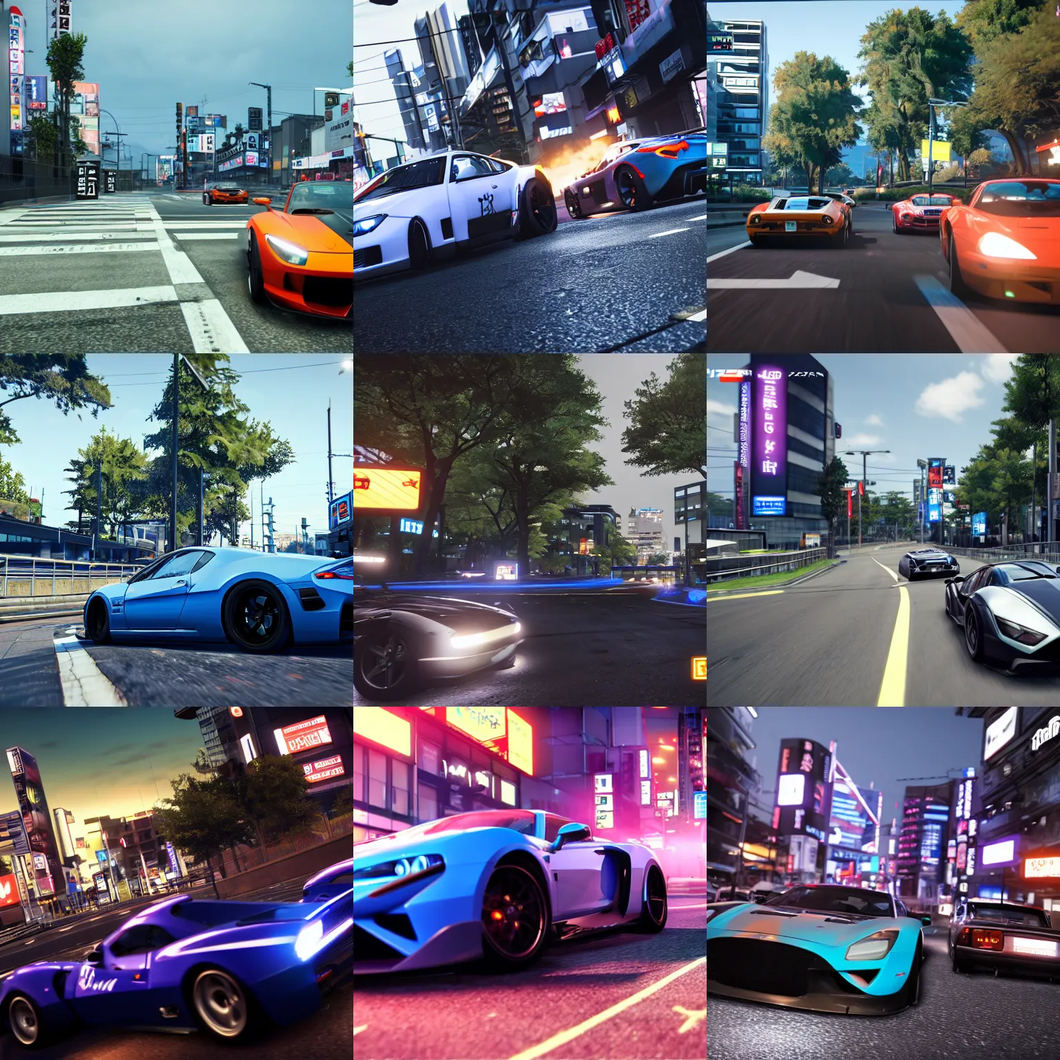 Prompt: screenshot of forza horizon set in tokyo japan, urban, night, uhd, dlss, rtx, unreal engine