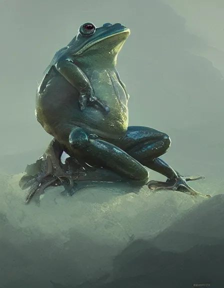 Prompt: a god frog by Ruan Jia, sketch, artstation, dramatic scenery, masterpiece, aesthetic