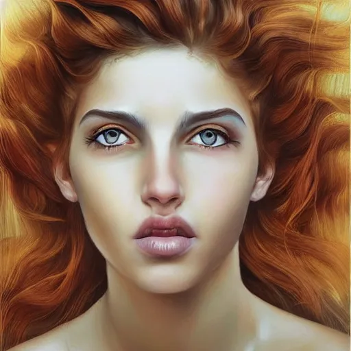 Image similar to girl with ocean wave hair, in the style of aykutmaykut, by aykut aydogdu, hyperrealism oil painting