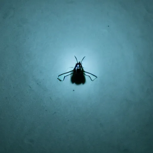 Image similar to a single bioluminescent bug in a sea of darkness. award winning 3 5 mm