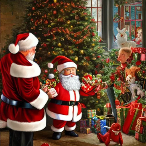 Prompt: santa claus shopping toys on amazon. oil on canvas. intricate. 8 k. highly professionally detailed. hdr. cgsociety